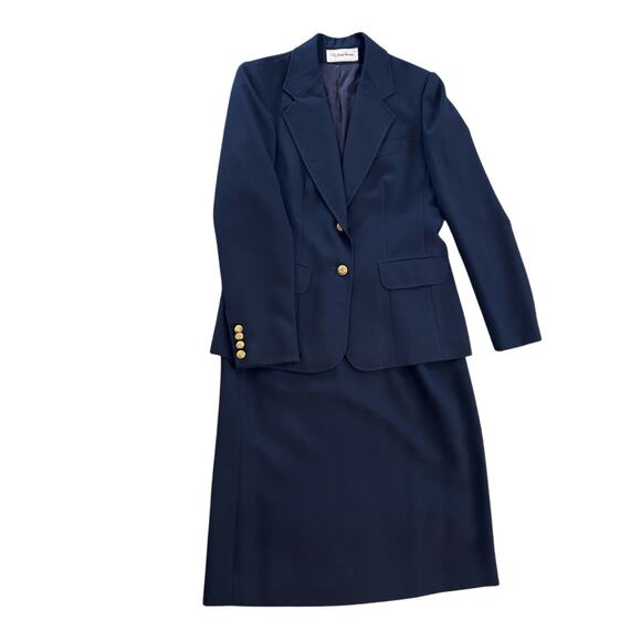 Vintage Evan-Picone Navy Blue Suit - Picture 1 of 16